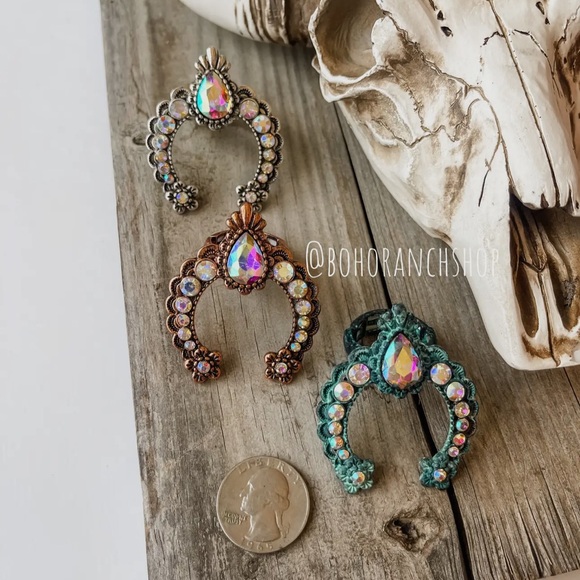 Turquoise blue squash blossom ring bling over sized stretch one size 1pc. - Picture 3 of 6